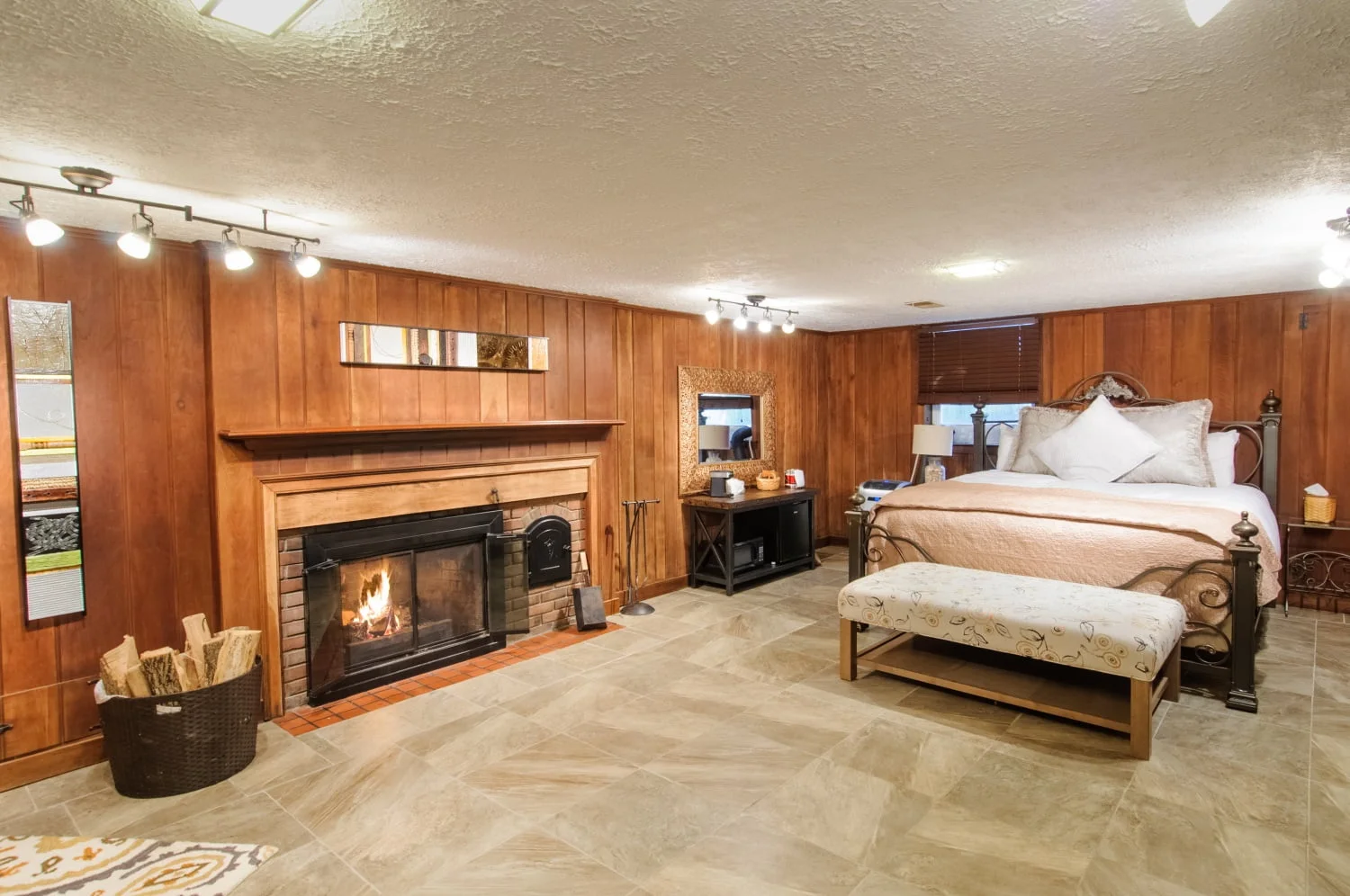 bedroom with fireplace