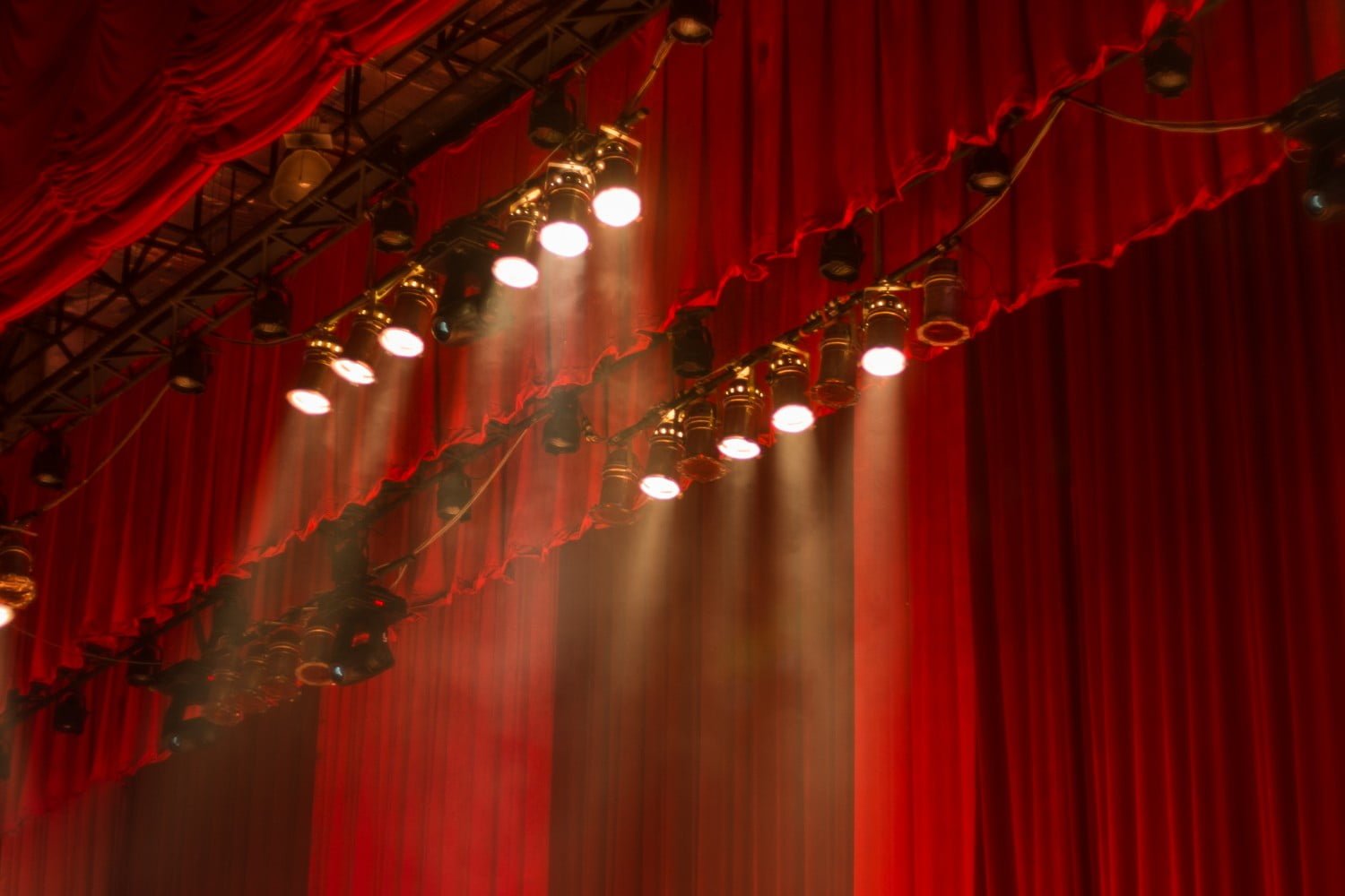 Red curtains at the Crawford Theater Company