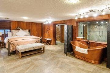 Private Steam Room in The Cherry Suite with copper Soaking Tub